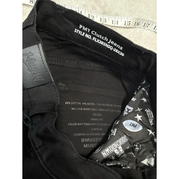 New Mugsy Jeans Men's‎ 28x30 Black PMT Clutch Pants Stretch NWT Straight